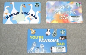 STARBUCK LOT OF FOUR (4) DIFFERENT DESIGNS "HAPPY FATHER'S DAY" GIFT CARDS - Picture 1 of 2