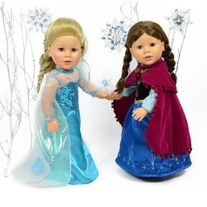 Elsa Princess Blue Princess Dress For 18 Inch Dolls - Picture 1 of 5