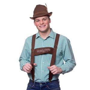 Authentic Oktoberfest Braces Adults Brown Oktoberfest Fancy Dress German Beer Fe - Picture 1 of 1