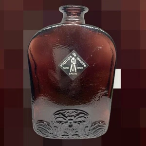 Vintage Hand-Blown Vidrios de Levante Floral Embossed Bottle, Made in Spain BA - Picture 1 of 10