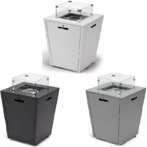Modern Patio Propane Fire Pit Aluminum Side Table in Black, Gray or White - Picture 1 of 28