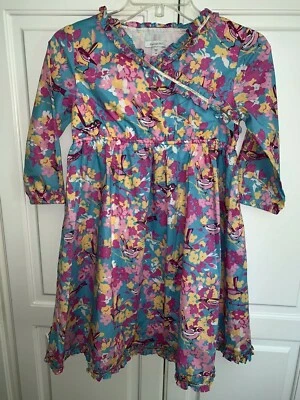 NUEVO 12 Vestido Floral Granate Hill con Cordón Dorado y Cintura Imperio Originalmente $48 Foto 1 de 3