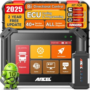 ANCEL Heavy Duty Truck Scanner Diesel Diagnostic Scan Tool ECU Coding DPF Regen - Picture 1 of 20