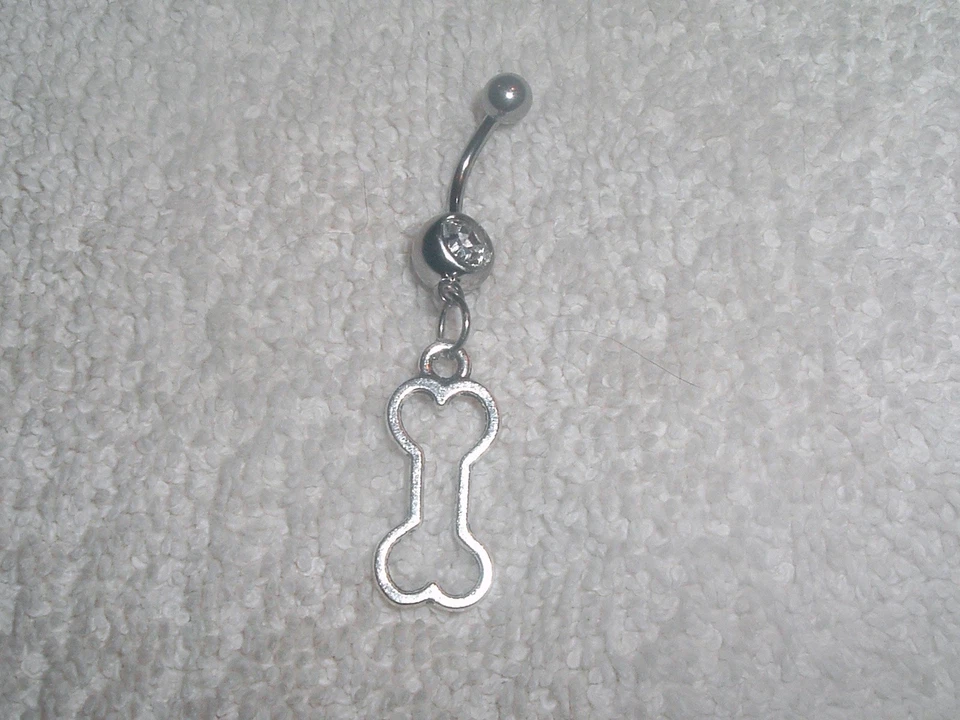 Dog Doggie Pet Bone Charm Belly Navel Ring Body Jewelry Piercing - Image 1 of 1