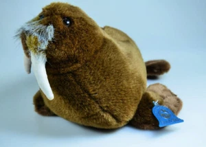 Sea World Plush Brown Grey Stuffed WALRUS Vinyl Tusks 13" EUC w/ TAG - Picture 1 of 6