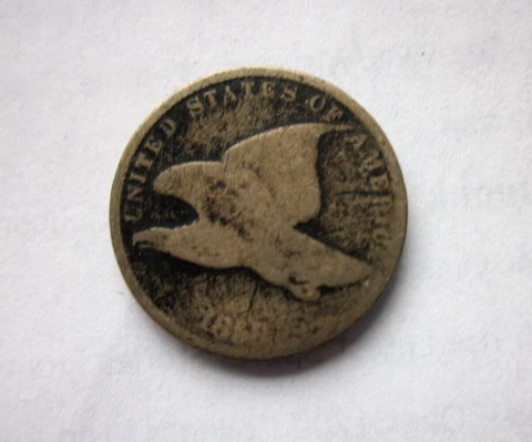 1858 FLYING EAGLE CENT COPPER PENNY 1C AG DETAILS DARK Cover
