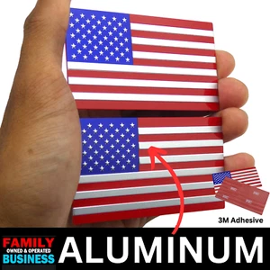 2x ALUMINUM American Flag Decal Sticker Car, Motorcycle, Patriotic Color - Picture 1 of 20