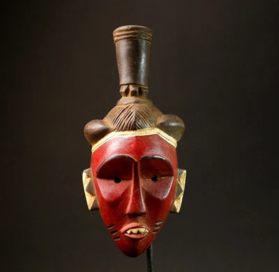 Maschera tribù Guro rosso africano - Arte tradizionale in legno per decorazio... - Immagine 1 di 4