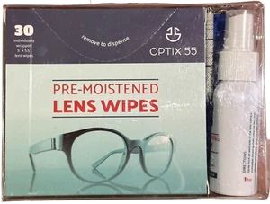 Eyeglass Cleaner Lens Wipes 30 Pre-Moistened Wrapped Eye Glasses Cleaning Wipes - Picture 1 of 1