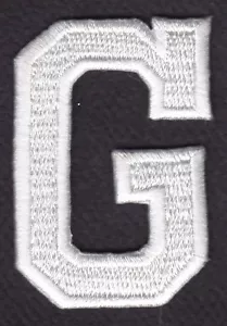 WHITE BLOCK LETTER "G" (1 7/8") - Iron On Embroidered Applique Patch - Picture 1 of 2