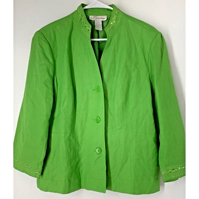 Mujer Vestido Granero Grande Lino Verde Blaser Bling 5608 Foto 1 de 4