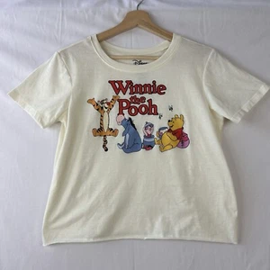 Disney Tee Shirt Juniors Size L Multicolored Winnie The Pooh Cropped Cutoff - Picture 1 of 8