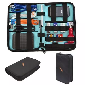 Black Cable Organiser Bag Electronics Accessories Case Gadget Pouch Travel Kit - Picture 1 of 4