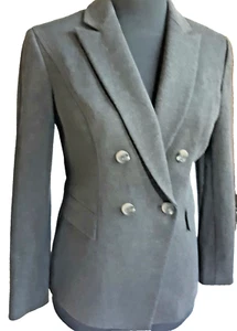 NUOVO blazer classico doppiopetto Jones New York grigio misto PE tasca US 6/P - Foto 1 di 12