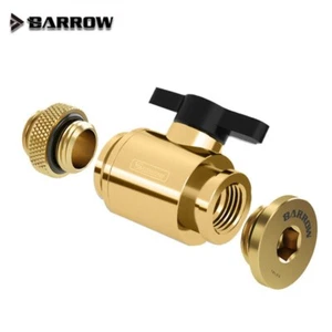 Barrow G1/4" Mini Water Valve Drain + Male to Male Fitting Stop Plug Gold Black - Afbeelding 1 van 5
