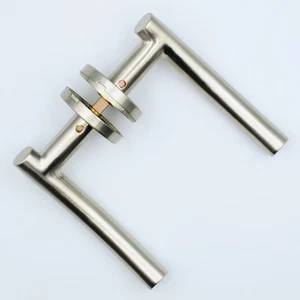 Häfele Internal Curved Lever Door Handle Sets x 3, Satin Stainless Steel + Roses - Picture 1 of 14