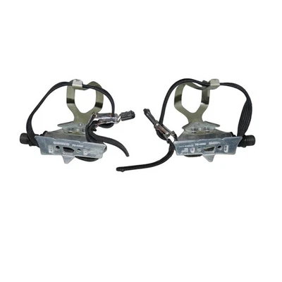 Vintage Shimano PD-A550 Pedals Set with Toe Clips and Straps 9/16" Pair - Image 1 of 4