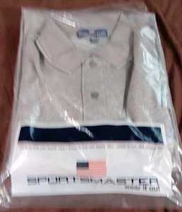 VTG Sportsmaster Polo Shirt Mens 3XL Gray W White Stripes Dead Stock - Picture 1 of 4