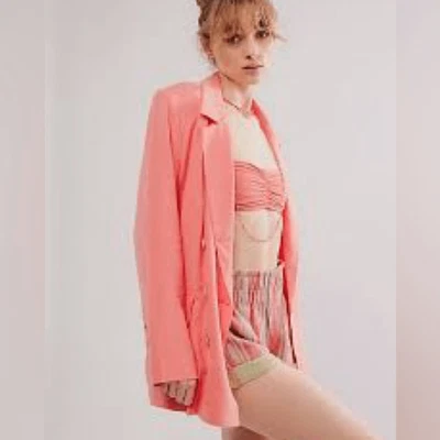 Blazer Olivia Free People nuevo con etiquetas agotado talla grande lino contemporáneo moderno Foto 1 de 4