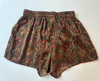 Pantalones Cortos para Dormir Vintage Marca Bolero 100% Seda Paisley Multicolor Mujer S/M Foto 1 de 4