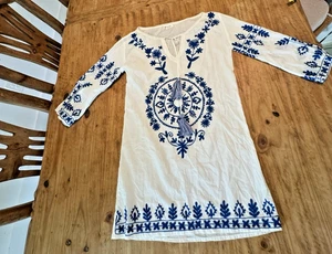 Debbie Katz South Beach Damen weiß/marine bestickt Tunika Cover-Up Gr. XS - Bild 1 von 10