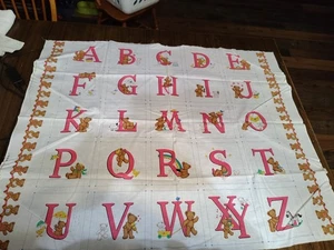 ViNTAGE ~ Cranston crib panel teddy bears alphabet 42" x 35" - Picture 1 of 7