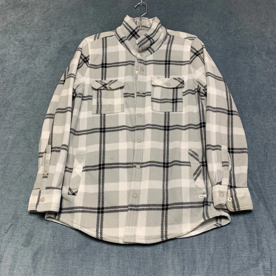 O'Neill фланелевая рубашка женщин маленький серый черный клетку мягкий флис Snap спереди уютный - Изображение 1 из 4