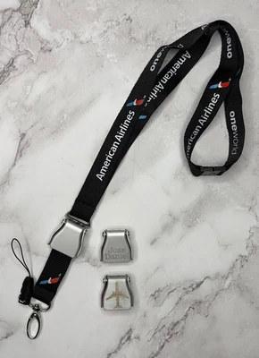 Cordón con hebilla de cinturón de seguridad personalizado American Airlines AA, regalo personalizado para tripulación Foto 1 de 4