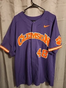 Team Issued Nike Authentic Clemson University Tigers Baseball Jersey Purple XL - Picture 1 of 6