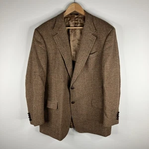 Brooks Brothers Blazer Adulto 46L Marrone Piede di Poule Plaid Lana Cappotto Sportivo Uomo B61 - Foto 1 di 16