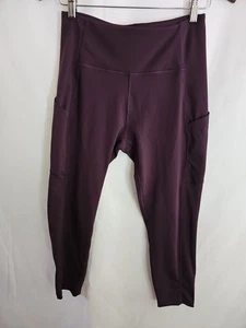 Marika High Waist Purple Leggings Large L with Side Pockets Stretch Workout Yoga - Picture 1 of 8