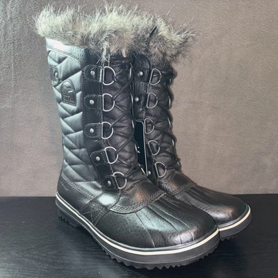 Sorel Tofino II Insulated Waterproof Faux Fur Winter Black Boots Women's Size 10 - Image 1 of 4