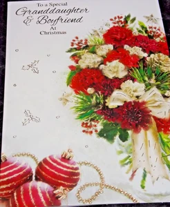 Nieta y novio, tarjeta de Navidad. (R6). - Imagen 1 de 3