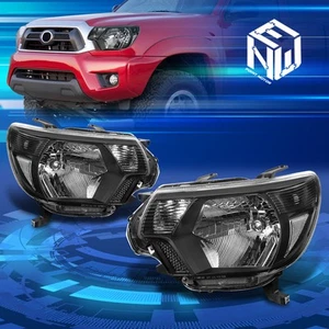 For 12-15 Toyota Tacoma Black Housing Headlights Clear Corner Lamps Replacement - Picture 1 of 9