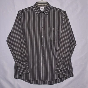 Lacoste Long Sleeve Button-Down Shirt Men's sz 42 Gray Striped Cotton Apparel - Picture 1 of 15