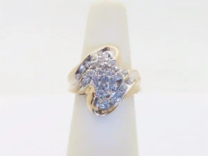 Anillos de diamantes naturales oro macizo para mujer joyería vintage abril 10K talla 5,5 R752 - Imagen 1 de 10