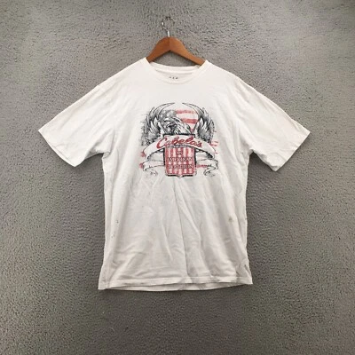 Cabelas T-Shirt Mens Medium USA Flag Short Sleeve Crew Neck Casual White Cotton - Image 1 of 4