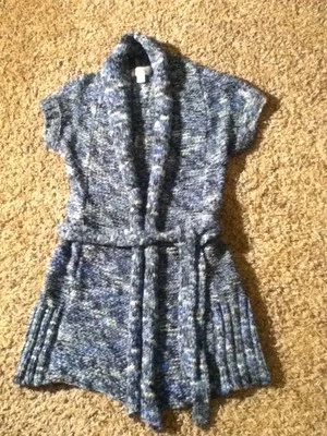 Cárdigan suéter para mujer DECREE talla Meidum largo con corbata azul Foto 1 de 4