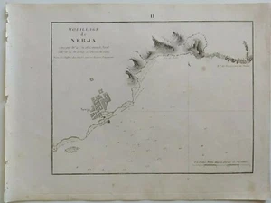1858 Gauttier Carta Náutica Mapa Plano Mouillage de Nerja Málaga - Imagen 1 de 2