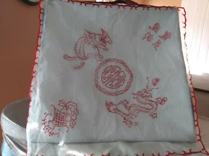Bufanda japonesa transparente dragones rojo flocado - Imagen 1 de 5