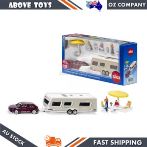 Coche turbo Porsche Macan escala 1:55 Siku con caravana camping y accesorios modelo - Imagen 1 de 5