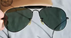 Occhiali da sole aviatore 58-14 B&L Ray Ban outdoor montatura nera custodia anni 80 - Foto 1 di 17