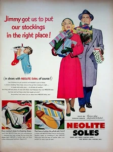 1950 Neolite Shoe Soles Vintage 50s Print Ad Christmas Gifts Child's Stocking - Picture 1 of 2