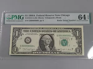 Choice UNC 1988-A Binary Radar FRN Note PMG 64 EPQ. G 00099000 L. #11 - Picture 1 of 11