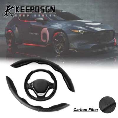 15'' Carbon Fiber Car Steering Wheel Cover Leather Non Slip for Mazda 3 6 CX-5 - Image 1 of 4