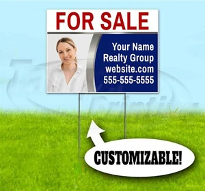 FOR SALE CUSTOM REALTOR 18x24 Yard Sign WITH STAKE Corrugated Bandit REAL ESTATE - Picture 1 of 4