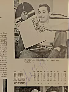 Sandy Koufax Autographed Yearbook photo 7.5x10 Los Angeles Dodgers PSA/DNA - Picture 1 of 2
