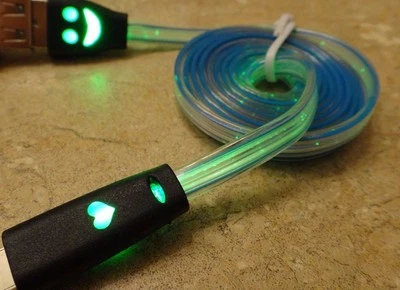 Lote CABOS CARREGADOR TROCA DE LUZ LED 3 pés sincronização de dados PARA Samsung Galaxy S2 S3 S4 LG - Imagem 1 de 2