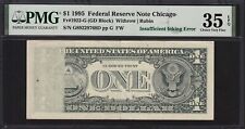 1995 ~ $1 Chicago Federal Reserve Note Insufficient Inking Error PMG 35 ~$238.88