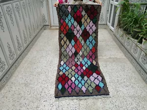 Vintage Handarbeit Marokkanisch Azilal Teppich Beni Ourain Baumwolle Carpet Berber Tribal Rug - Bild 1 von 6
